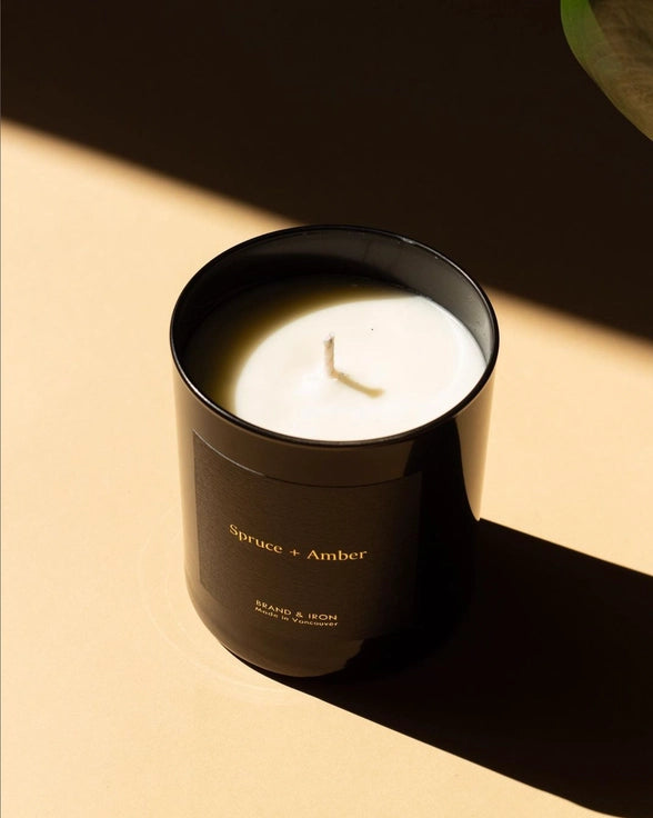 Dark Series Candles:  By Brand &amp; Iron - Spruce + Amber