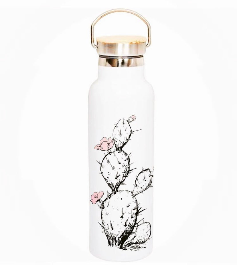 Prickly Pear- Stainless Steel Insulated Water Bottle (White)