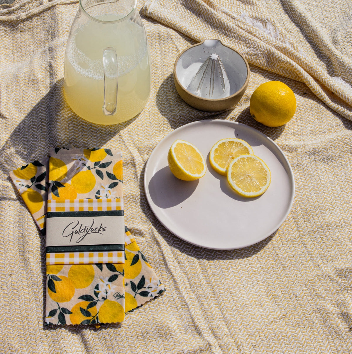 Goldilocks Goods Reusable Beeswax Food Wraps: Amalfi Lemons Set of 3