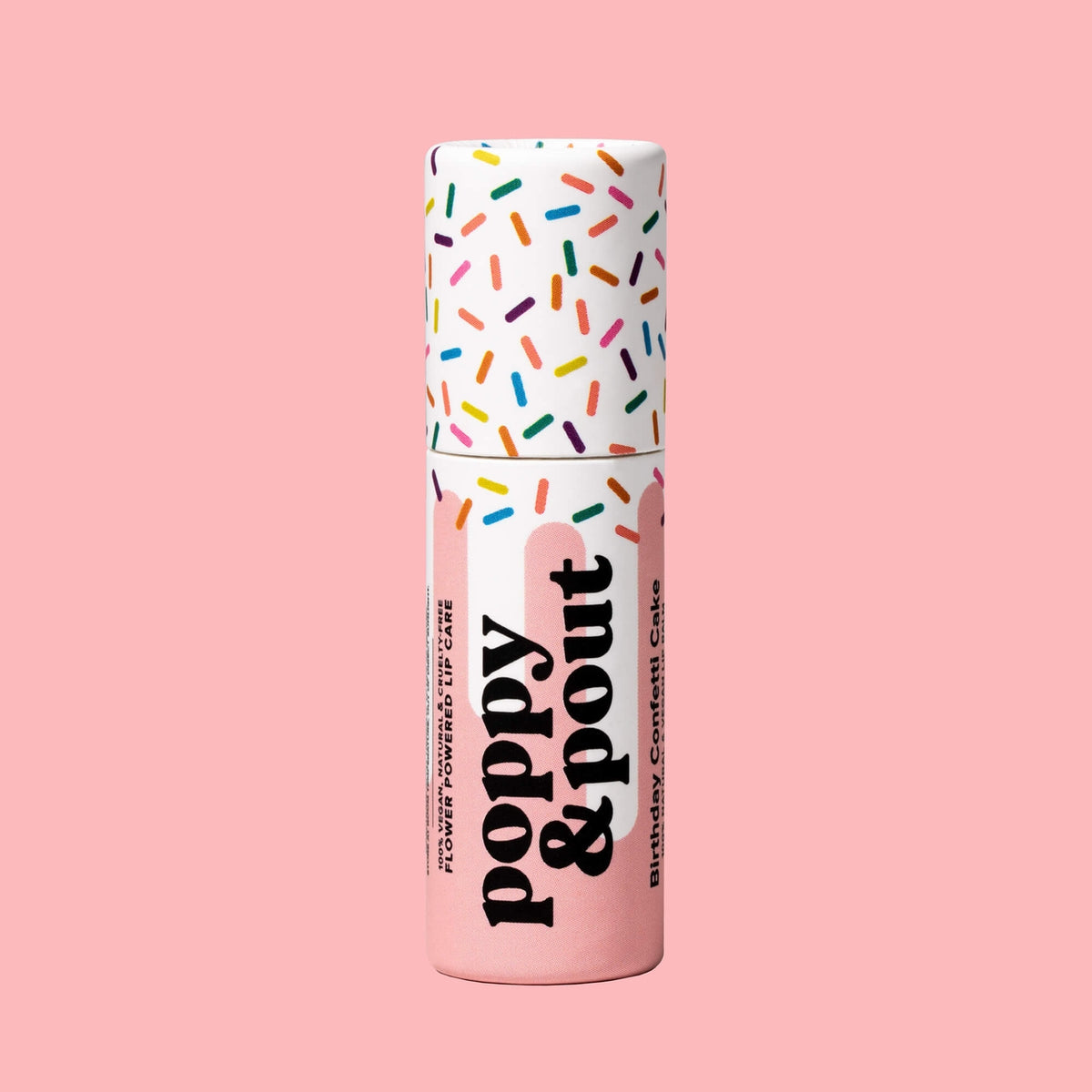 Poppy &amp; Pout Lip Balm, Birthday Confetti Cake, Pink or Yellow (options)