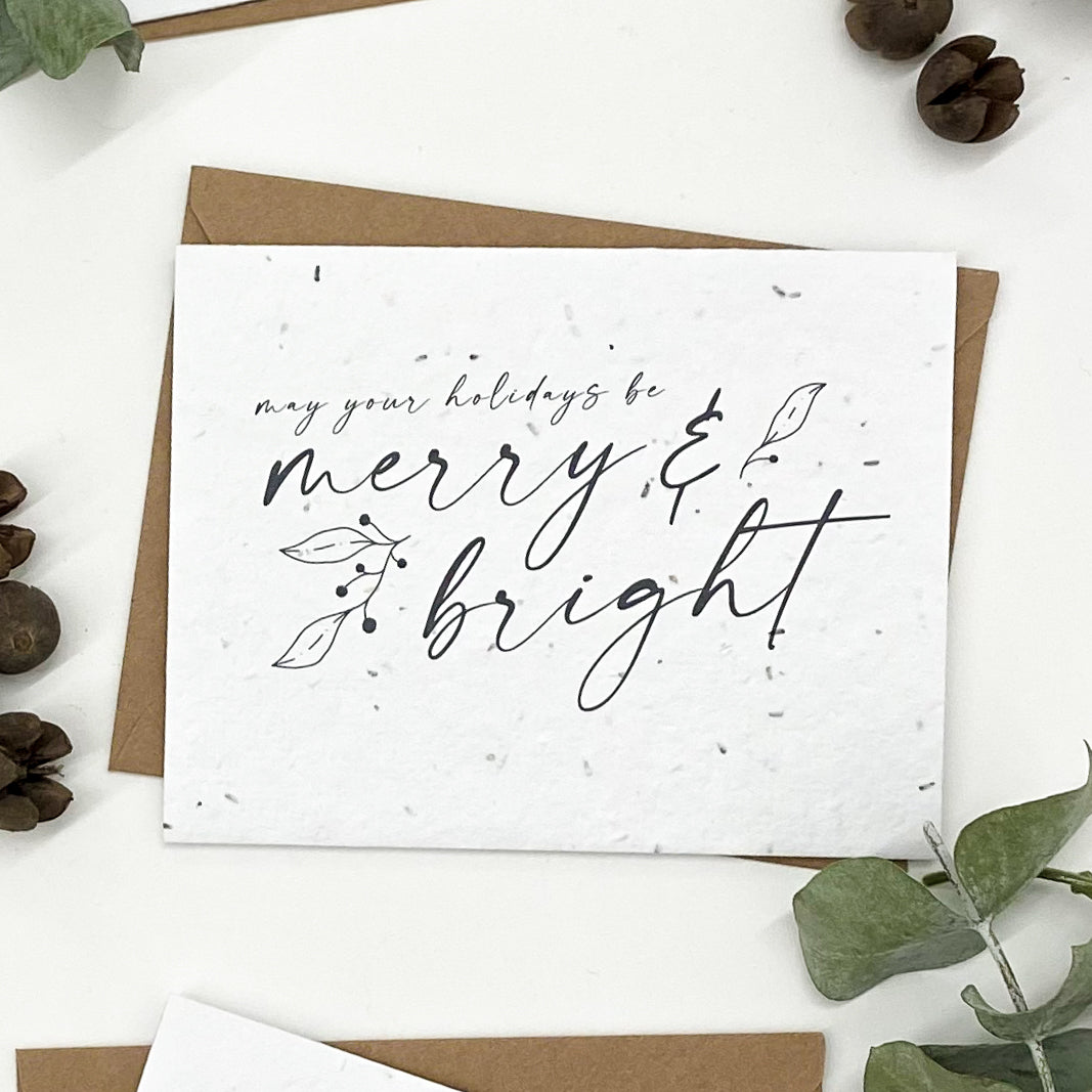 Merry &amp; Bright - Plantable Christmas Greeting Card
