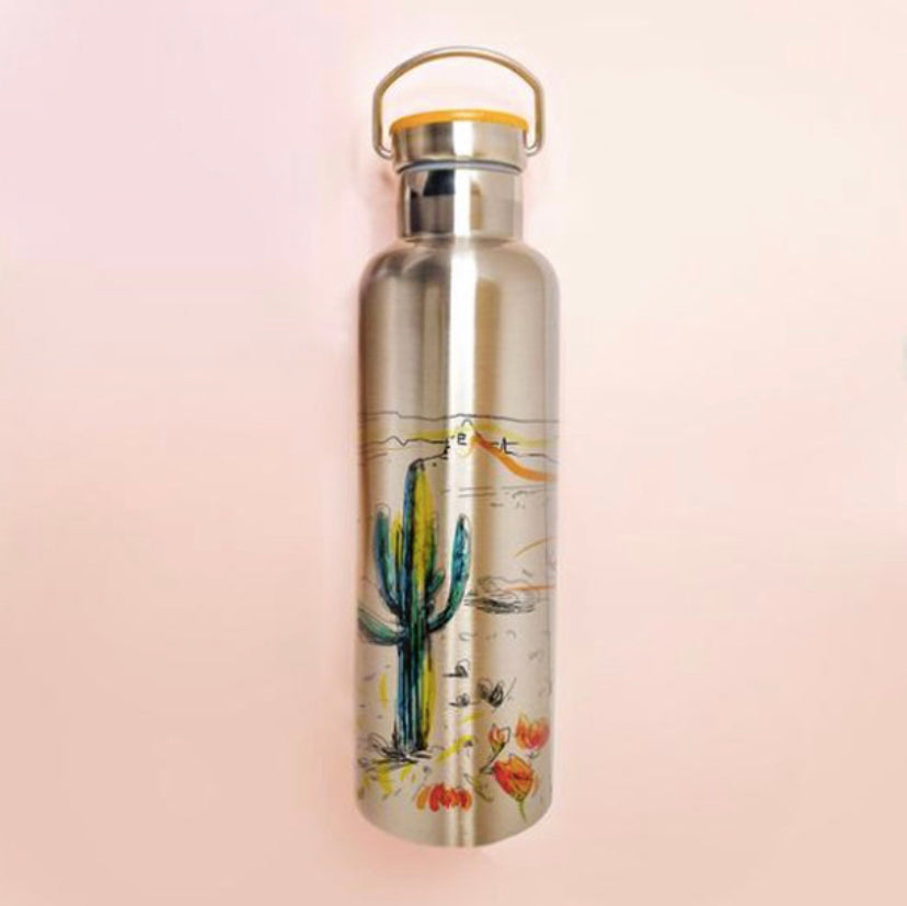 Arizona Desert- Insulated Stainless Steel Water Bottle (Silver)