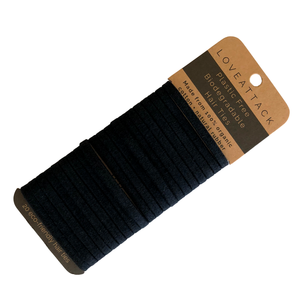 Plastic Free Biodegradable Hair Ties - Black - By LOVE ATTACK