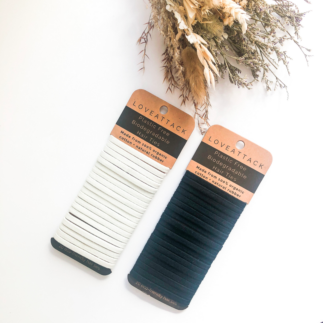 Plastic Free Biodegradable Hair Ties - Black - By LOVE ATTACK